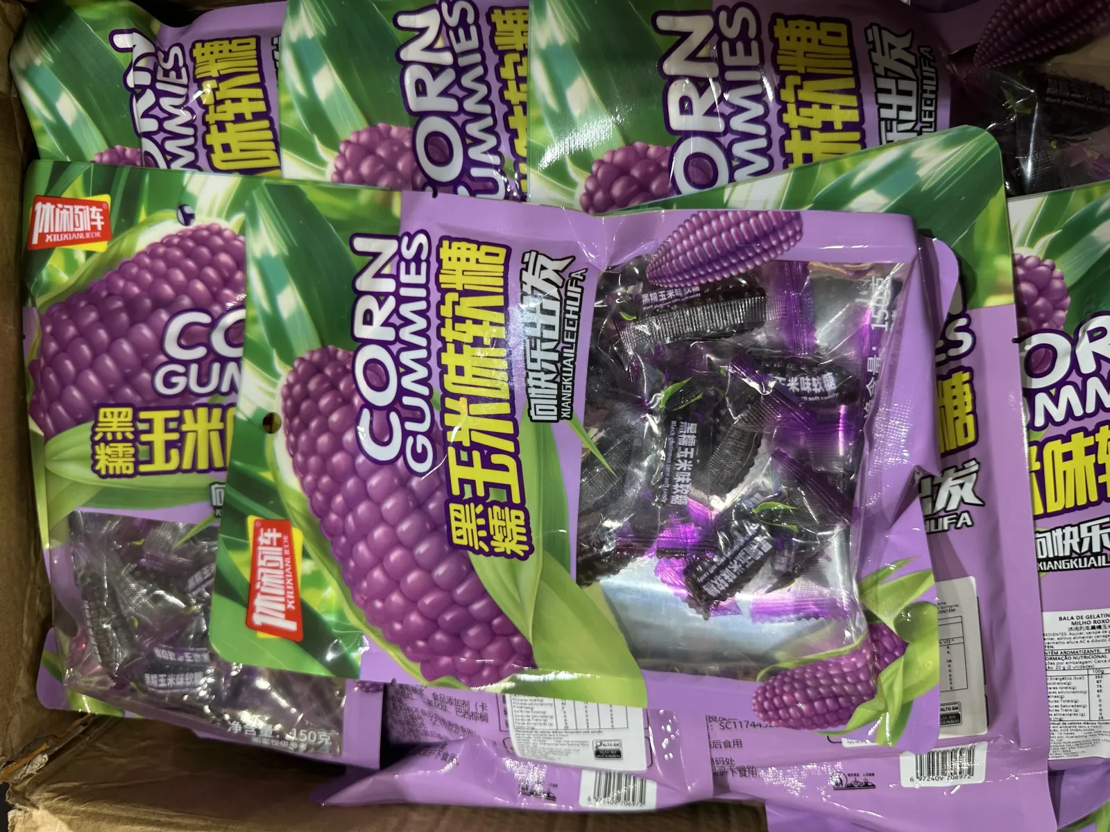 Bala de goma sabor milho roxo