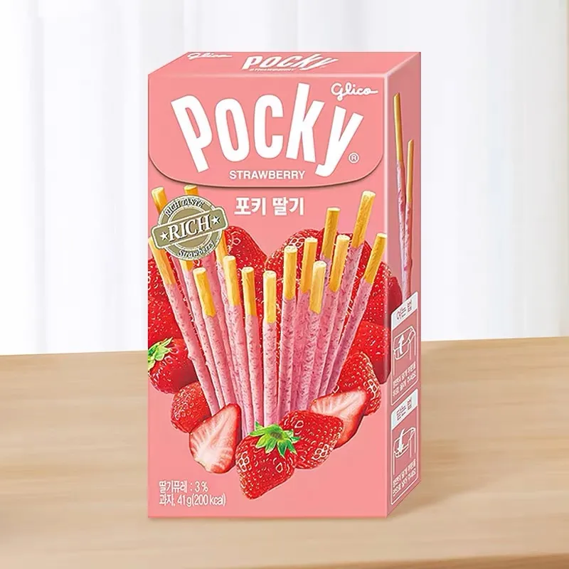 韩国海太pocky草莓味涂层饼干棒