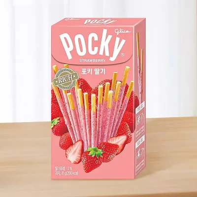 韩国海太pocky草莓味涂层饼干棒