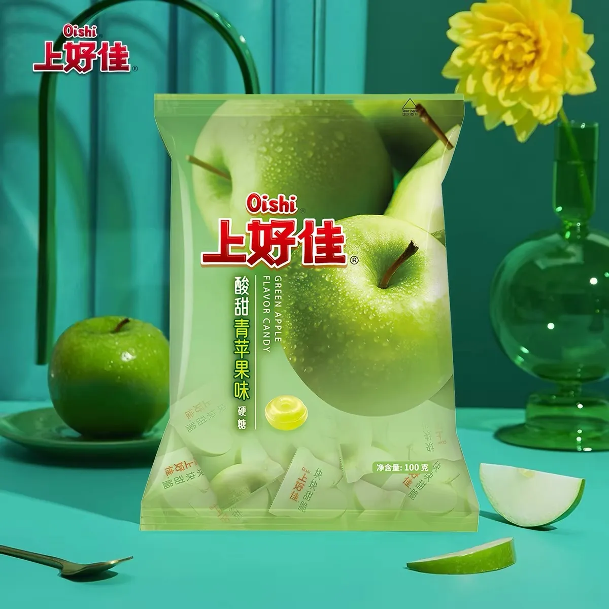 Oishi bala dura sabor maçã verde agridoce