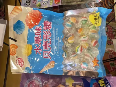 Bala em formato de concha sabor frutas