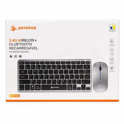Conjunto de teclado e mouse sem fio Bluetooth 2.4G da Puming, design silencioso, ideal para escritório