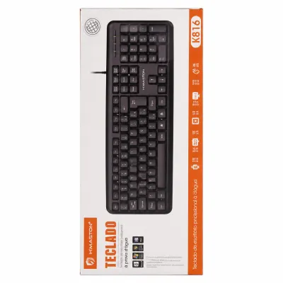 Teclado HIMASTON K816 à prova d'água, preto, compatível com computador, design silencioso