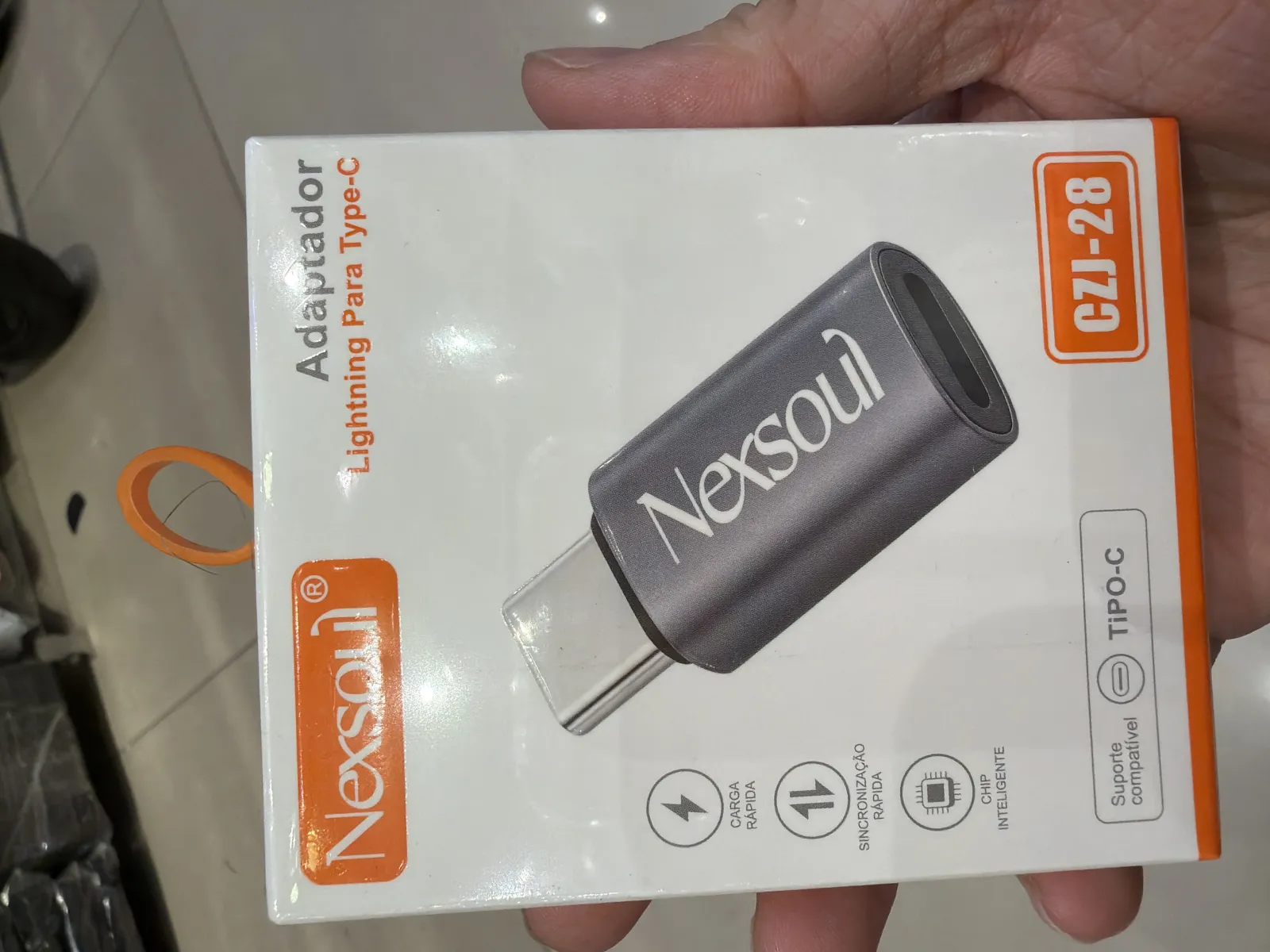Adaptador Nexsoul CZJ-28 Lightning para Type-C, carregamento rápido, chip inteligente, alta compatibilidade