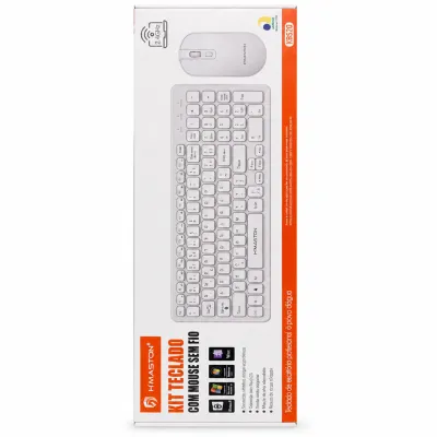 Conjunto de teclado e mouse sem fio HamaStone, branco, compatível com computador, design silencioso