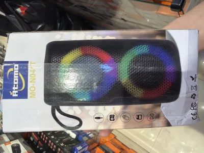 Caixa de som Bluetooth Atomo MO-N041T, portátil, com luzes LED coloridas, ideal para uso ao ar livre