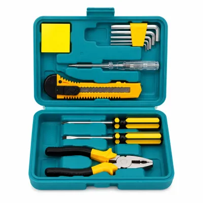 Conjunto de ferramentas LUTAK com 16 peças, incluindo alicate de 6", fita métrica e chaves, ideal para uso doméstico e profissional.