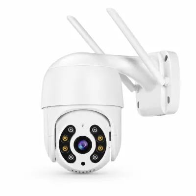 Câmera de Vigilância WiFi Inteligente, suporte para visualização remota em tempo real, branca, ideal para segurança doméstica