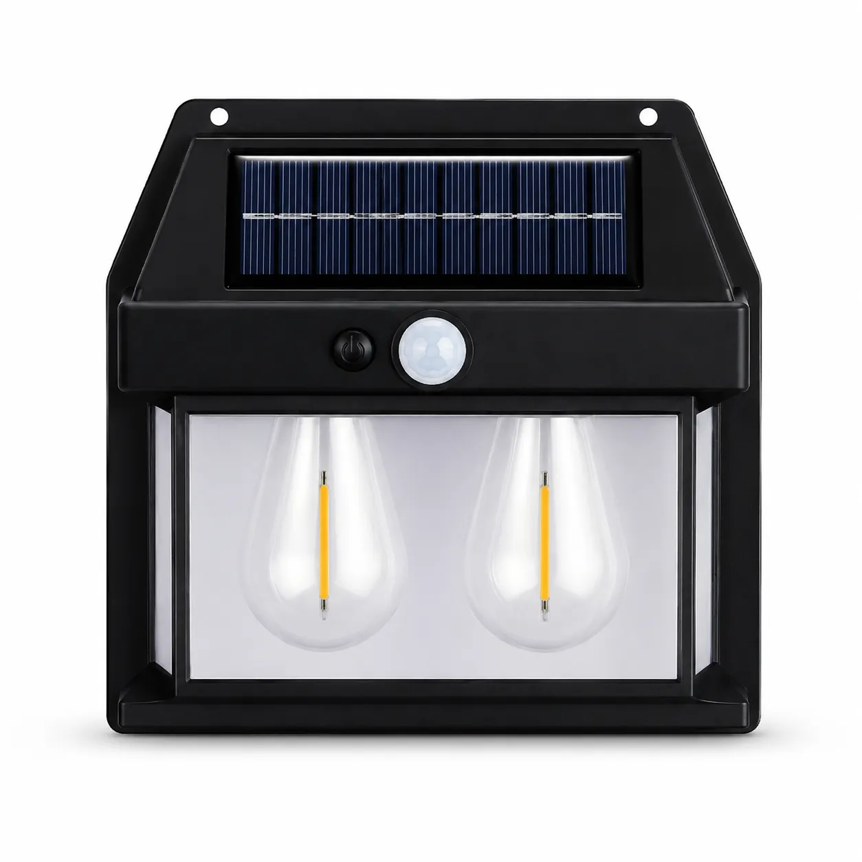 Luminária Solar de Parede B-MAX com Sensor, Ideal para Exteriores, Cor Preta, Ecológica e Econômica