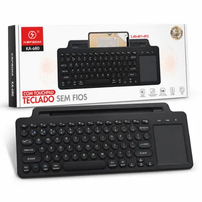 Teclado Sem Fios KAPDOM KA-680 com Touchpad 2.4G + BT1 + BT2