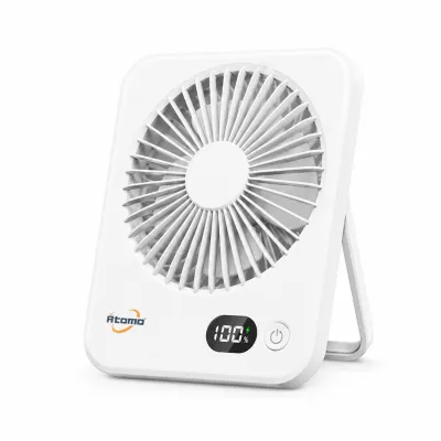 Ventilador de mesa portátil, marca: Reamer, com display LED, branco