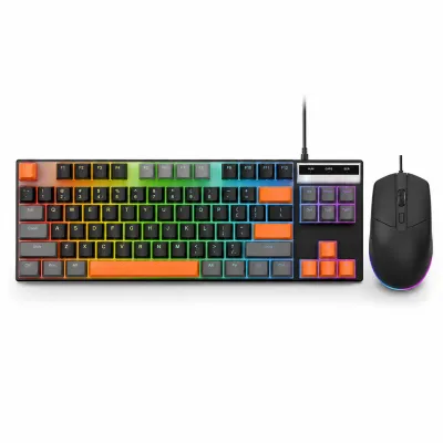 Conjunto de teclado e mouse Nexsoul YTC-03 para jogos, 98 teclas, retroiluminação colorida, compatível com PC e Mac