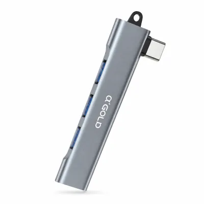Hub USB-C 4 em 1 α'GOLD, suporte para múltiplas conexões, design portátil