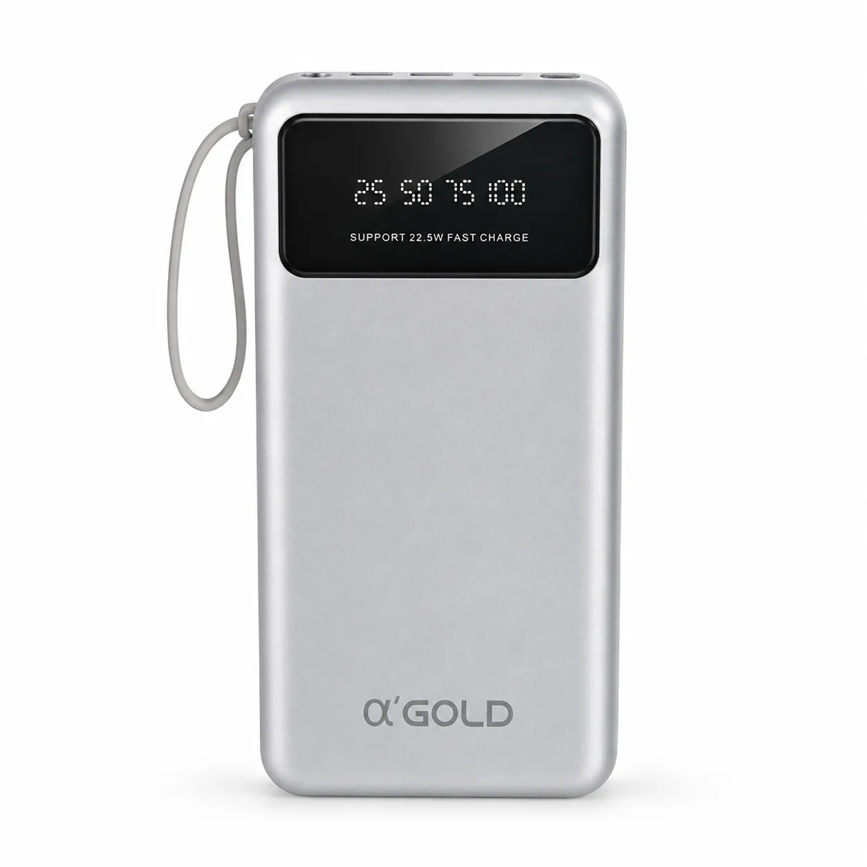 AGOLD 10000mAh移动电源,带LED显示,银色,快速充电