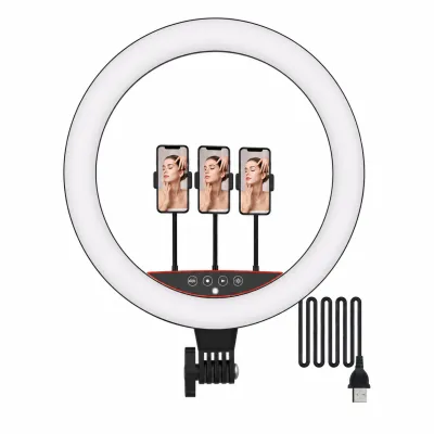 Luz de Anel Multifuncional NY-05 de 18 polegadas, ideal para fotos com celular, disponível em preto e rosa