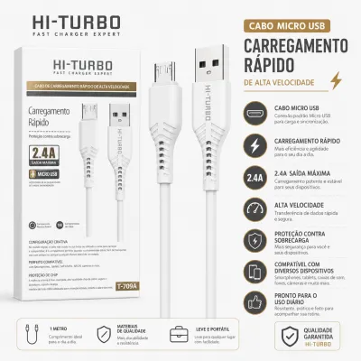 Cabo de Carregamento Rápido HI-TURBO 2.4A USB