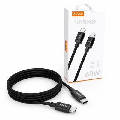 Cabo Q'GOLD 1m 60W Type-C, preto CB147