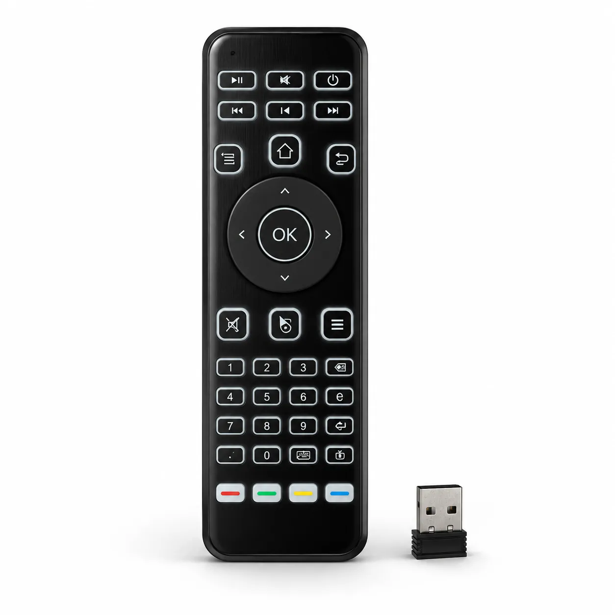 Controle remoto Atoma Air Fly Mouse MO-7716, sem fio 2.4GHz, compatível com TV inteligente, preto