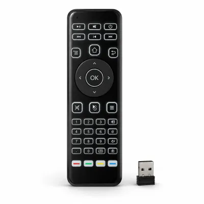 Controle remoto Atoma Air Fly Mouse MO-7716, sem fio 2.4GHz, compatível com TV inteligente, preto