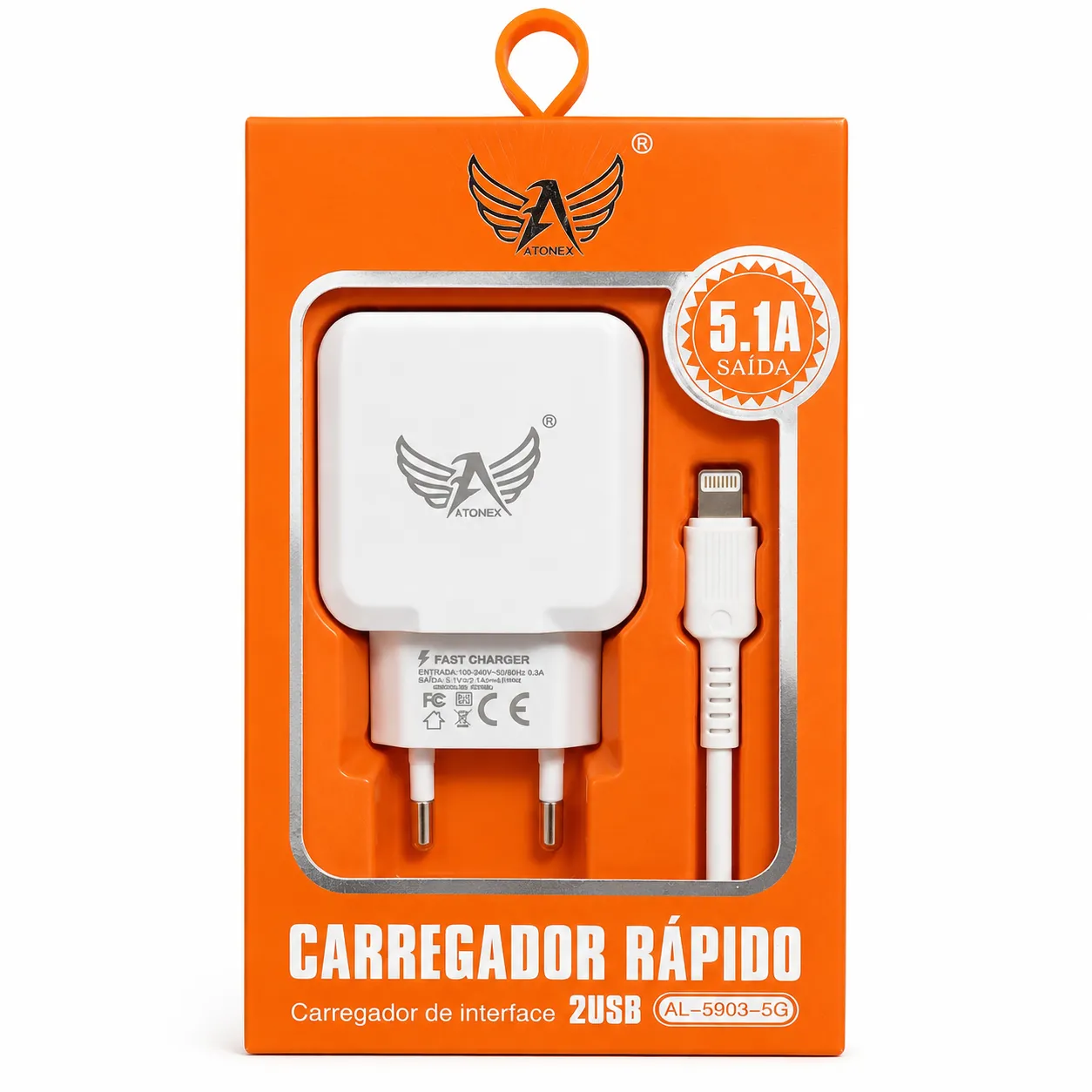 Carregador Rápido ZUGU 5.1A com cabo de interface, compatível com vários dispositivos