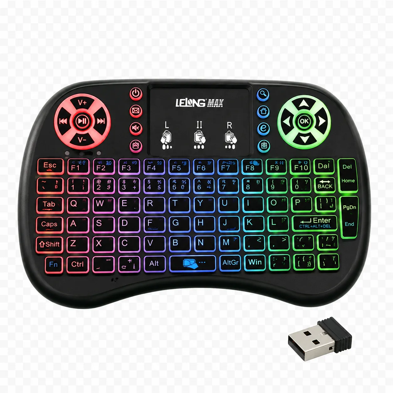 Controle de jogo sem fio, com touchpad, retroiluminação RGB, compatível com vários dispositivos