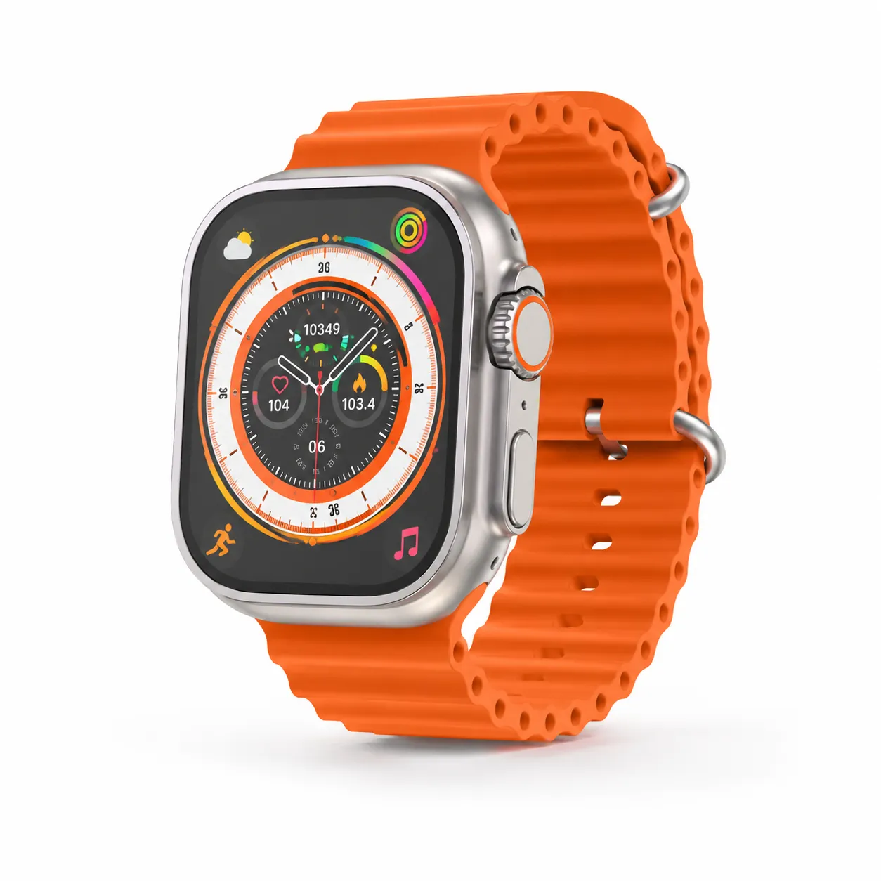 Relógio inteligente α GOLD RL18, tela Super AMOLED, cor laranja, design moderno