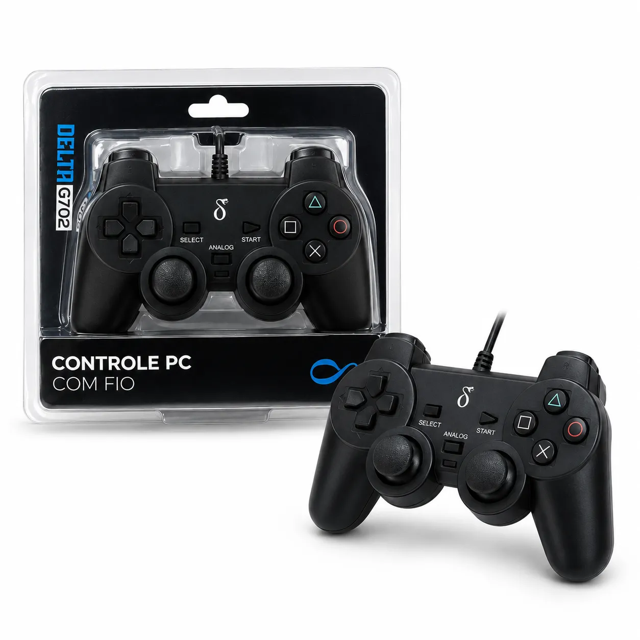 Controle PC com fio, marca Delta, ideal para jogos de computador, cor preta