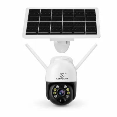 Câmera de Vigilância Sem Fio Solar Inteligente KAPPAOM KA-S078, IP66 à prova d'água, conexão de vídeo em tempo real