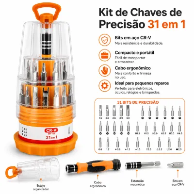 Conjunto de Chaves de Fenda Multifuncional 31 em 1 Ferramenta Portátil
