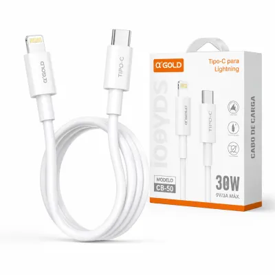 Cabo de carga αGOLD CB-50 1m iOS, 30W, 9V3A, para carga e dados