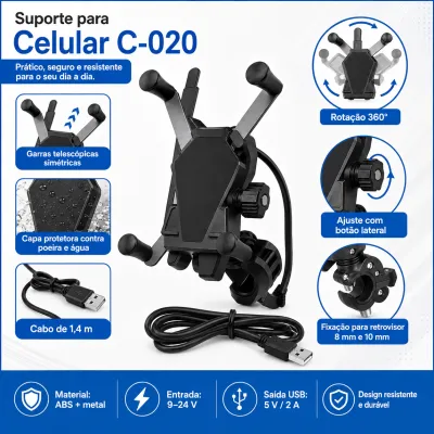 Suporte para celular C-020, adequado para carros, design estável, fácil de usar