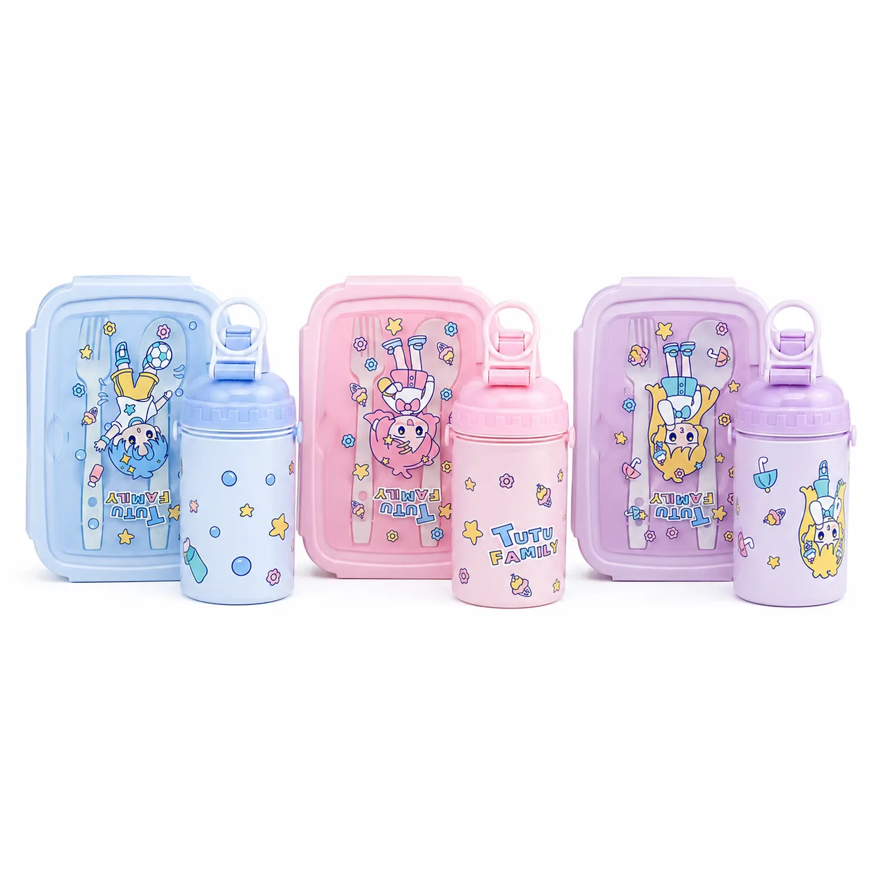 Conjunto de caixas de armazenamento fofas, azul, ideal para crianças, inclui caixa e copo