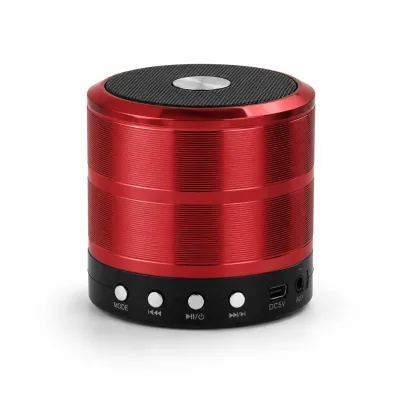 Caixa de som Bluetooth mini WS-887, carregamento USB, rádio FM, vermelho