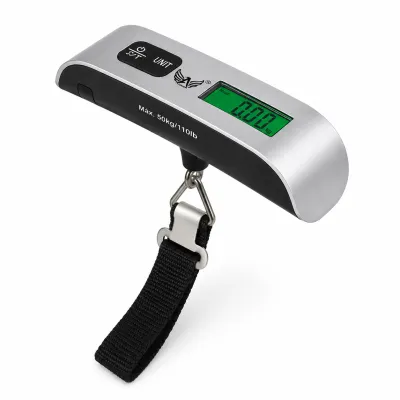 Balança eletrônica portátil AL-SF010, ideal para pesar bagagens, com display retroiluminado, capacidade máxima de 50kg