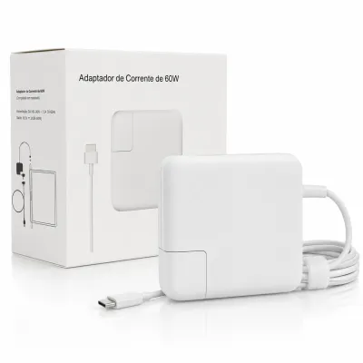 Carregador rápido USB-C de 60W, compatível com vários dispositivos