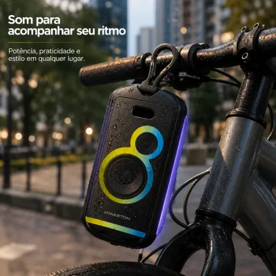 H-MASTON Caixa de Som Bluetooth 20W AM48, design portátil, som DSP, ideal para uso ao ar livre