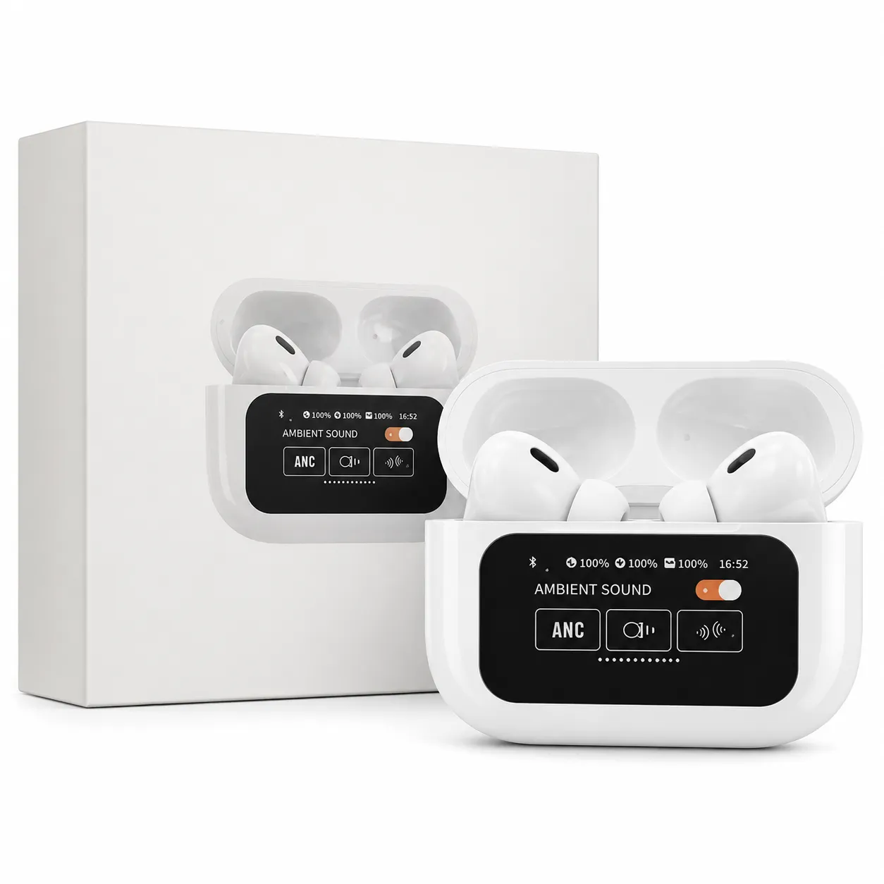 Fones de ouvido Bluetooth ANC/ENC com redução de ruído dupla e controle por toque