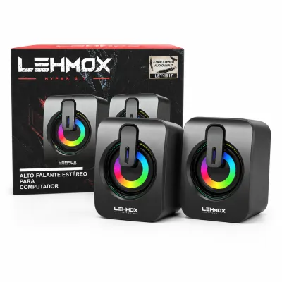 Caixa de som Bluetooth LEHMOX Hyper G, estéreo, efeito de luz RGB, compatível com vários dispositivos
