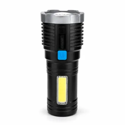 Lanterna USB recarregável L-19, com função de indicador de bateria, ideal para uso ao ar livre