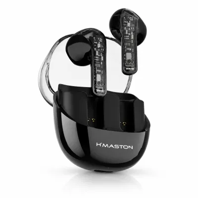 Fone de Ouvido Sem Fio HMASTON RS41, Preto, 6 horas de duração, design verdadeiro sem fio
