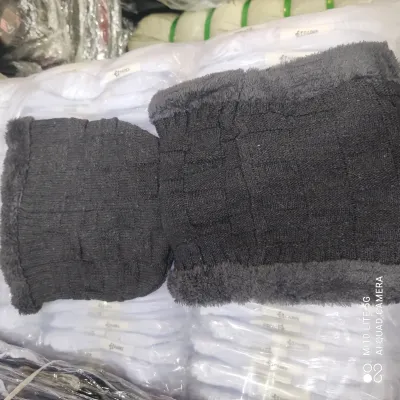 Gorro e cachecol aquecido e espesso, cinza, ideal para uso no inverno, confortável e macio