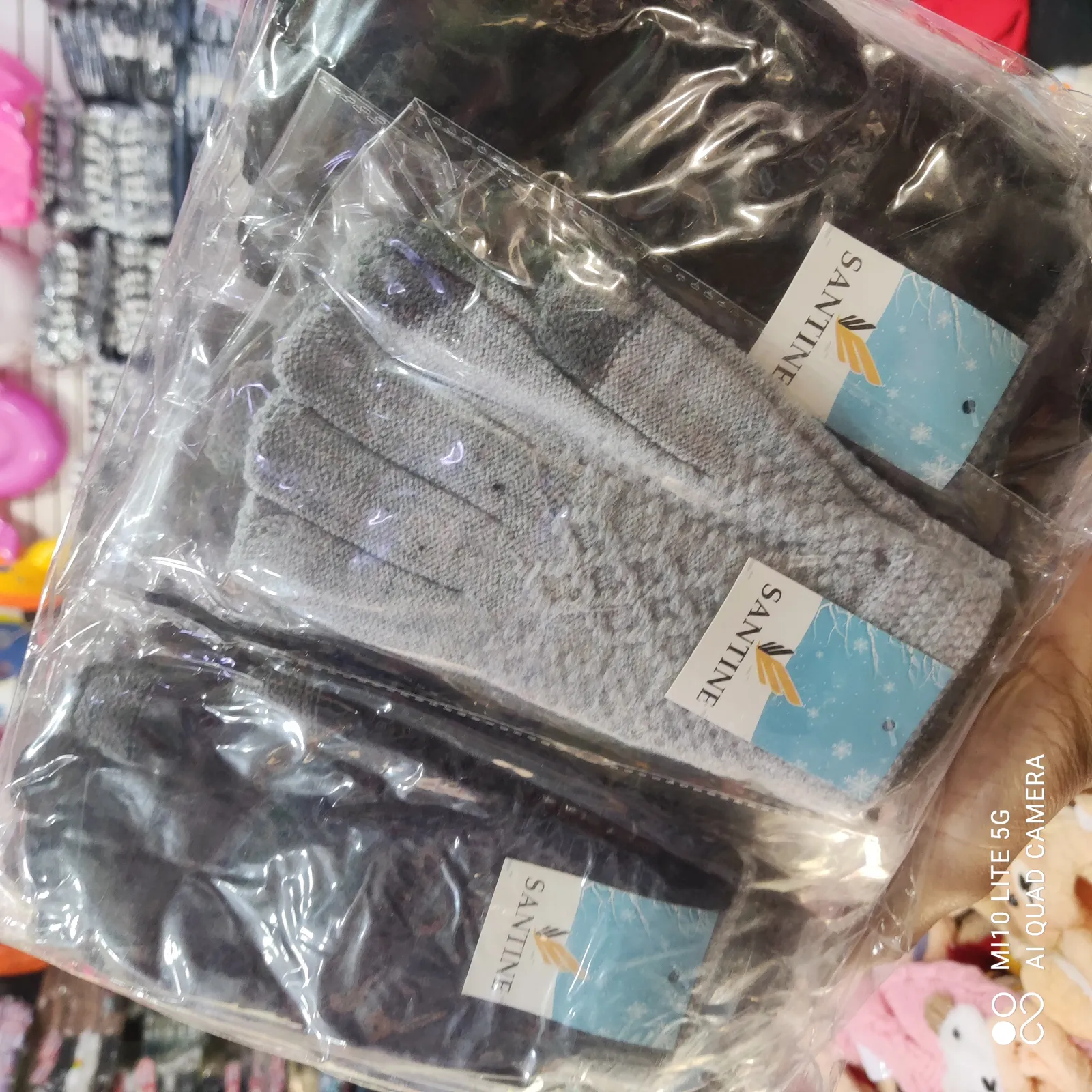 Conjunto de 12 pares de luvas quentes, cashmere,touch screen, marca: Santine, cores: preto e cinza, ideal para o inverno