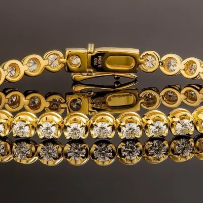 Pulseira riviera zircônias folheada a ouro 18k