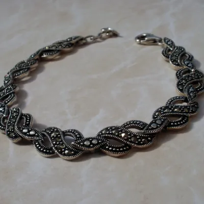 Pulseira trançada prata 925 com marcassitas