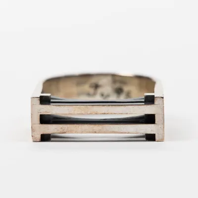 Anel masculino prata 925 geométrico vazado