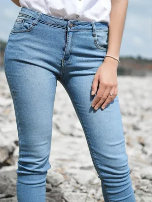 Calça jeans skinny cintura alta