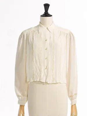 Blusa de botões off-white com pregas