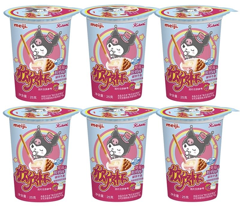 Meiji 欣欣杯蘸酱手指饼干条草莓酸奶味