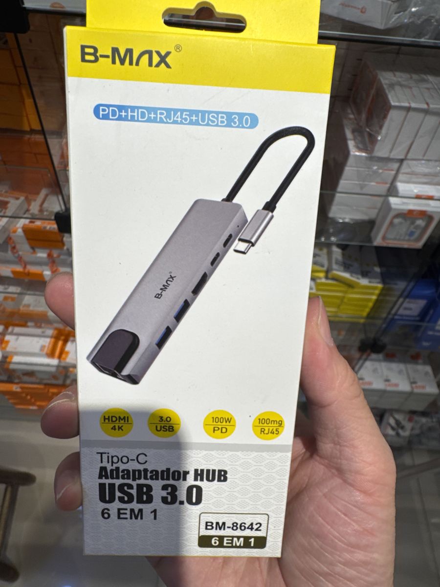 B-MAX USB 3.0集线器，6合1，支持PD、HDMI、RJ45，型号BM-8642