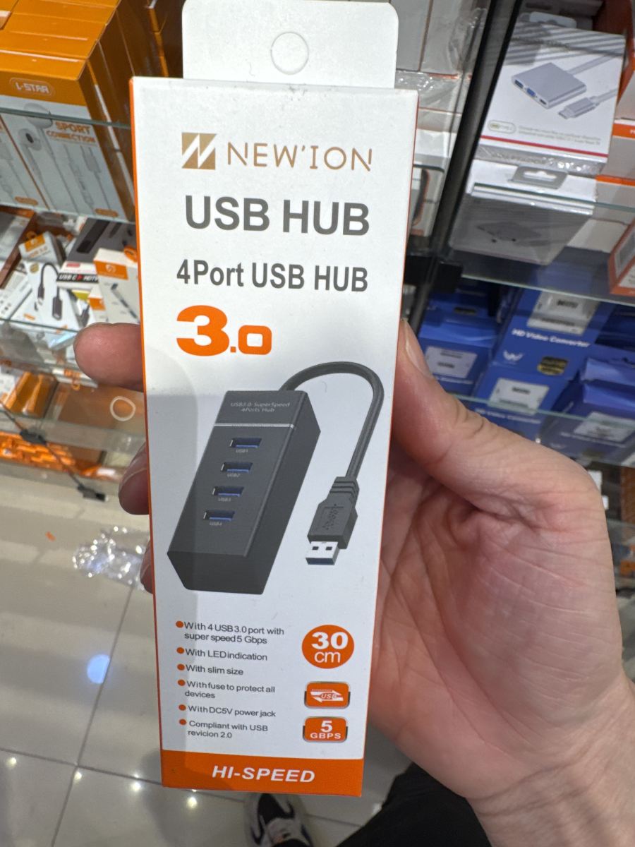 NEWION 4口USB 3.0集线器，30厘米，带LED指示灯，适用于电脑和设备
